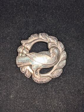 Vintage Georg Jensen Denmark Sterling Silver .925 Dove Wreath Brooch Pin 123